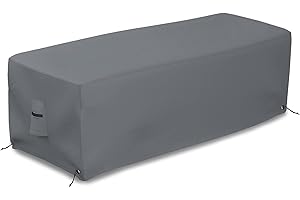 Covers & all Outdoor Rectangular Fire Pit Cover, Rectangle Heavy Duty18 Oz Waterproof UV & Weather Resistant, for Patio Lawn Garden Outside, Air Vents & Drawstrings (122L X 64W X 46H cm, Gray)