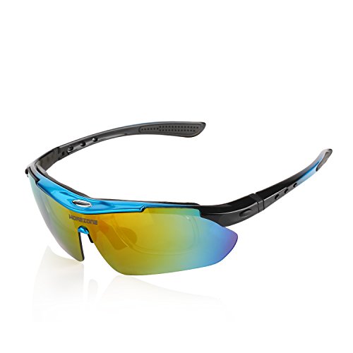 MOREZONE Radbrille, Polarisierte Radbrillen Brille Sunglasses zum Ski Hiking Outdoor-Sport Brillen mit 5 wechselbaren Linsen, UV-Beständig Fahrrad Radbrillen Fahrradbrille - 2