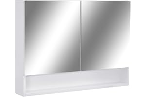 vidaXL Szafka łazienkowa z lustrem i LED, biała, 80x15x60 cm, MDF