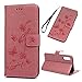 Produktbild Edauto Galaxy A50 Hülle Case Kompatibel mit Samsung Galaxy A50 HandyHülle Lotus Schmetterling Leder Flipcase Schutzhülle Brief FlipcoverStänder Magnetverschlusss Kartenfach Handy Pink