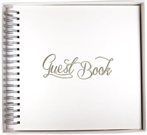 Spiral Bound Guest Book. Ivory with Beautiful Gold Embroidery Decoration. Birthday. Anniversary. 50 Pages. K033253