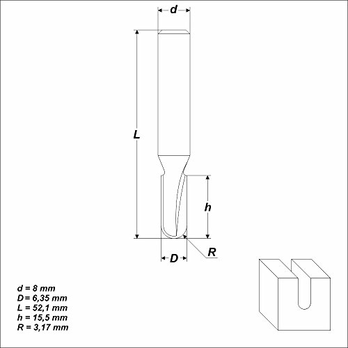 HM Hohlkehlfräser Ø 6,35 mm Schaft 8 mm Nutenfräser Kugelfräser Radienfräser - 4