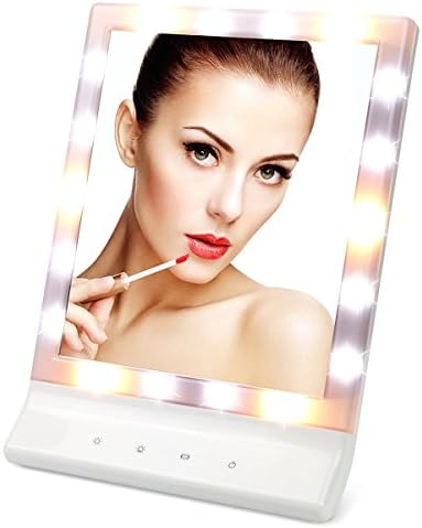 LED Makeup Mirror - Table Top Vanity Illuminated Cosmetic Mirror with 18 Light Bulbs，Wall mount mirror - Lighted Make Up Mirror Beauty Mirror for Tabletop, Travel, Shaving, Dressing