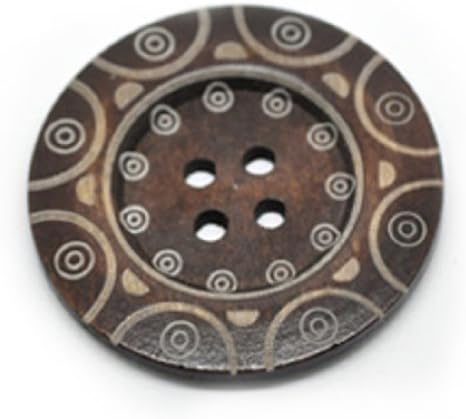 1 x Jumbo Patterned Wooden Button. 6cm diam. 4 hole Craft Button / Embellishments / Coat Button / Bag Button