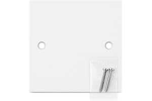 DRUT 1pcs Single Blanking Plate Cover for Electrical Sockets Back Box White Finish, With Screws (86mm x 86mm)