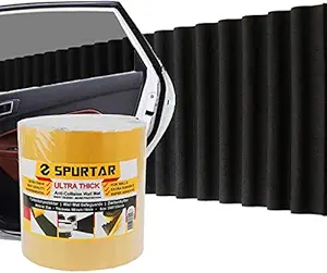 Spurtar Garage Car Door Protector Self-Adhesive Car Door Guards Ultra Thick Anti-Collision Wall Bumper Wavy-Mat, German Design 2019, Black 79 x 8 x 5/8 inches