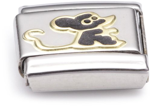 Nomination Composable Classic TIERE - LAND Edelstahl, Email und 18K-Gold (Maus) 030212