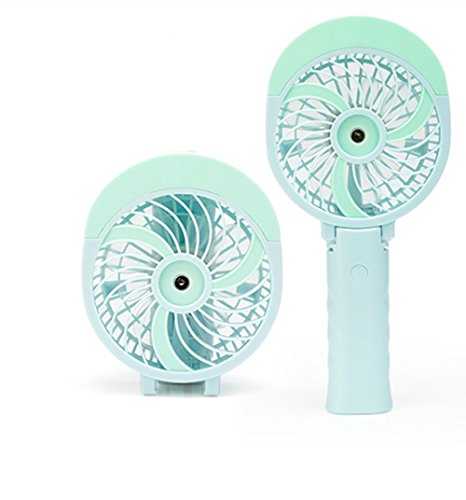 EJBOTH Mini USB New Sprühen Wasser Ventilator, Tragbarer Ventilatoren Tischventilatoren Fan Akku Faltbarer Mit Hängen und Metall Clip für Laptop Computer Desktop Zimmer Büro Outdoor Reisen Etc [Grün] - 2
