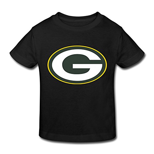 Toddler Kids Little Boy's Girl's Green Bay Packers Logo T Shirt Black Size 5-6 Toddler