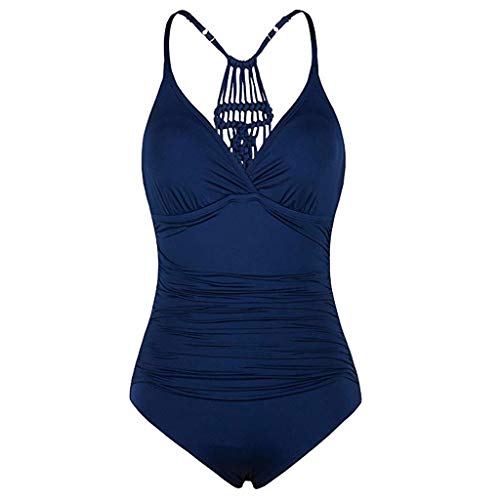 Preisvergleich Produktbild Damen Badeanzug Neckholder V-Ausschnitt Rückenfrei Bademode Einteiler Figurformend Bauchweg Tankini Push Up Monokini High Waist Bikini One Piece Badesachen Ärmellos Strand Kleid Schwimmanzug