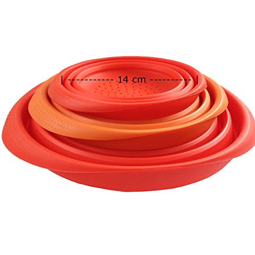 Faltbarer Platin-Silikonseiher (Ø14 cm, 1 L, Große: Klein), Hohe Qualität aus 100% Platin-Silikon, Made in Italy, Silikonsieb, Falbarer Seiher, Sieb Faltbar, Küchensieb, Abtropfsieb, Collapsible Silicone Colander, Strainer, 14 x 14 cm (Small – Red) - 5