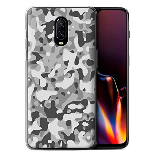 Stuff4 Phone Case for OnePlus 6T Camouflage Army Navy White 3 Design Transparent Clear Ultra Soft Flexi Silicone Gel/TPU Bumper Cover