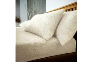 L S U Teddy Bear Fleece Fitted Bed Sheet Extra Deep 30 cm or Duvet Covers Single Double King Super King Size UK (Double, cream)