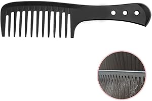 FYACCD Pettine a Denti Larghi, per Capelli Bagnati, Carbonio Fibra, Barbiere, Resistenti al Calore, per Salone Parrucchiere, Tutti i Tipi di Capelli nero
