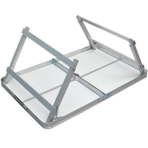 Campingtischset aus Bambus-Holz und Aluminium | Höhenverstellbarer Klapptisch und 4 Falt-Hocker | praktisches Kofferformat - 4