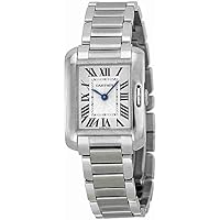 Cartier Tank Anglaise Silver Dial Stainless Steel Bracelet Ladies Watch W5310022