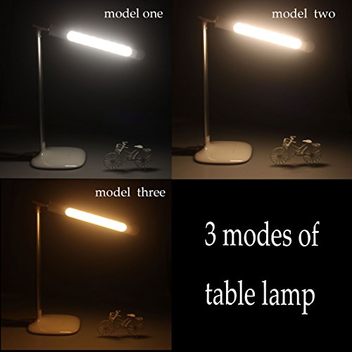 ALED LIGHT ®6W Dimmable LED Desk Lamp ,3 Light Farbenmodi LED Tischlampe, 5 Helligkeitsstufen Dimmbar 180° Faltbar mit Nachtlicht-Funktion ,Silber, 9 Warmweiß Leds ,18 Kaltweiß Leds，USB Port[Energieklasse A] - 2