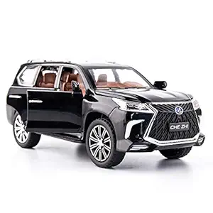 BDTCTK 1/24 Lexus 570 Off-Road in Luxury SUV Model Car, Zinc Alloy Pull Back Toy car with Sound and Light for Kids Boy Girl Gift(Black)