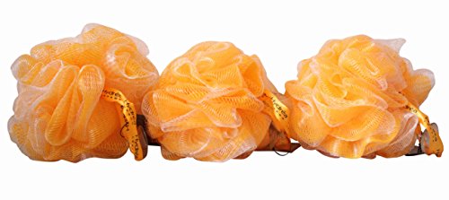 3x Yellow Body Puff/Scrunchie Soft Shower Gel Wash Care Products Sponge Bath