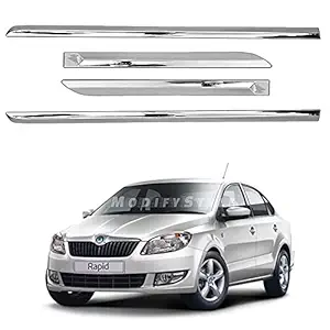 ModifyStyle Side Beading/Side Cladding/Door Garnish/Door Protector Chrome Suitable for Skoda Rapid (2011 to 2016) Type 1 (Set of 4pcs)