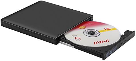 Latest USB3.0 Ultra Slim Portable DVD Rewriter Burner,External DVD Drive CD+/-RW DVD +/-RW Burner Drive Witer with Built-in USB3.0 Cable for Apple Mac MacBook Pro/Air/Desktop/laptop (Black)