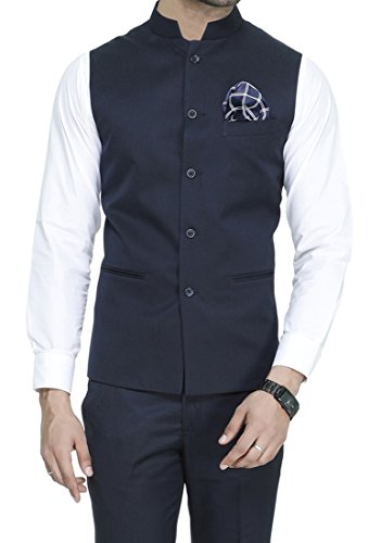 MANQMen's Band Collar Slim Fit Formal/Party Waist Coat