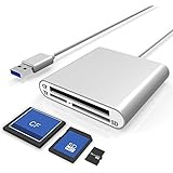 Cateck Aluminum Superspeed USB 3.0 Multi-in-1 3-Slot Card Reader for CF/SD/TF/Micro SD for iMac, MacBook Air, MacBook Pro, MacBook, Mac Mini, PCs and Laptops