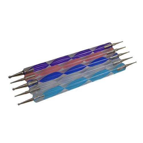 Set of 5 Multi Coloured Swirl Double Ended Nail Art Dotting/Marbleizing tools By KurtzyTM
