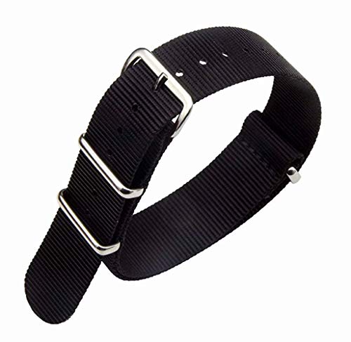 AUTULET 20 millimetri in un unico pezzo cinturini per orologi stile NATO nylon Perlon degli uomini nero strisce di tessuto