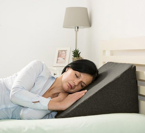 Flex Foam 'Ava' Bed Wedge Support Cushion with Removable Graphite Wool Effect Cover