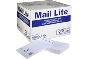 200 Mail Lite - A/000 - Bubble Lined Padded Envelopes 110 x 160mm - 4.25" x 6.5" (2 Boxes of 100) - White - No Frustration Bulk Pack
