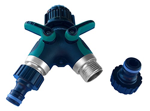 2-Wege-Ventil für Gartenschläuche | Wasserverteiler für alle Wasserhähne| universaler & regulierbarer 2-Wege-Verteiler | Jardinax - 2