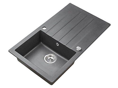 Axis Kitchen Mojito 100 Küchenspüle Farbe Axis Schwarz Material Axigranit 50er Unterschrank Spülbecken Siphon, Exzenterbedienung, Ausschnittschablone - 2