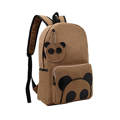 Preisvergleich Produktbild LEORX Panda Muster Rucksack Rucksack Schultasche Schultern Reisetasche (Hellbraun)