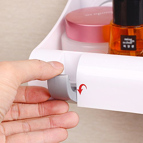 Lef Leistungsstark Vakuum Saugnapf Dusche Caddy Korb Halter für Shampoo – Combo Organizer Badezimmer Regal mit 2 versteckte Haken, ohne Bohren silber - 4