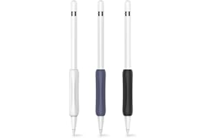 Delidigi 3 Pack iPencil Grip Silicone Holder Ergonomic Sleeve Accessories Compatible with Apple Pencil 1st and 2nd Generation (White, Black, Midnight Blue)