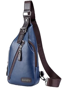 YOUJIA Herren Outdoor Sports PU-Leder Sling Rucksack Umhängetasche Business Casual Crossbody Tasche