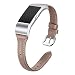 Produktbild Dolank kompatibel mit Fitbit Charge 2 Armband, Schlank Retro echtes Leder Armbänder Ersatz Zubehör Sport Bands Klein Groß Damen Herren für Fitbit Charge 2 Unisex Armband (Grau, S)
