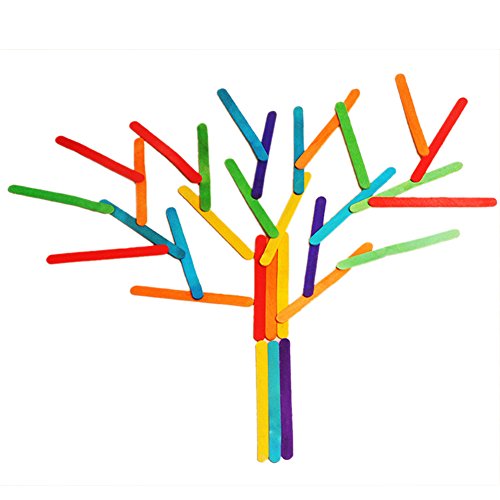 paxcoo 100 PCS Jumbo Holz Craft Sticks farbigen für Hochzeit Programm Fan Griffe und andere Holz-Handwerk - 7