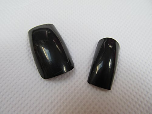 100 x False medium length Full Coverage or French half tips false nails & glue, 10 different sizes (10 of each size) posted from London by Fat-Catz-copy-catz (black full nails)