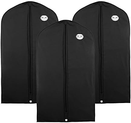 HangerMaster ™ PEVA Suit Covers. Pack of 3 Black Garment Covers, 110cm (44") Long. Shower-proof &amp; Protective