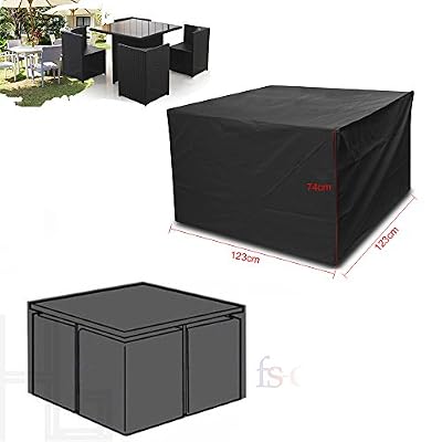 Vinteky® Housse imperméable pour meubles de jardin, protecter table de jardin adaptée à tous les types de meubles patio et terrasse. Rugged avec le cordon de serrage et l'oeillet de verrouillage, 190T Polyester Material (Oxford) avec revêtement en PU…