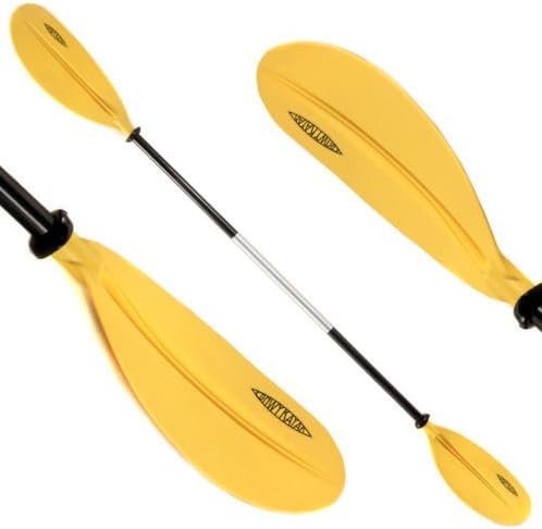 220cm Asymmetrical Lightweight Aluminium Floating Two Piece Yellow Kayak Canoe Boat Raft Paddle for Lake River Sea Watersport