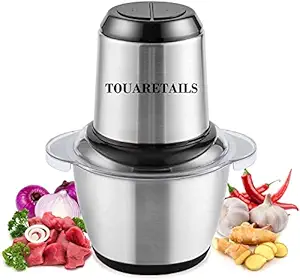 TOUARETAILS 700W Stainless Steel Electric Meat Mixer Grinders with Bowl for Heavy Kitchen Food Chopper Mixer, Meat, Vegetables, Onion Slicer Garlic Slicer Dicer Food Processor (2L)