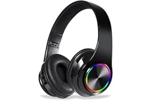 RUOVXWU Bluetooth Headphones Over Ear,Wireless Headphones Over Ear, Foldable Wireless Lightweight Headset with Built-in HiFi Stereo Sound Noise Reduction Mic,FM, SD/TF for Online Class,Office, Phone, PC