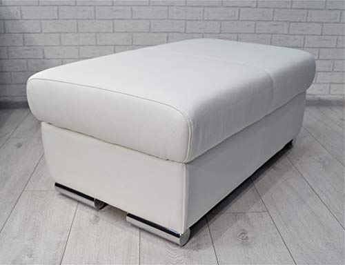 Quattro Meble Weiß Leder aufklappbar mit Stauraum Sitzhocker Rindsleder