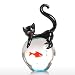 Produktbild Tooarts Glasskulptur Dekofigur Tier Skulptur aus Glas Katze und Goldfisch Handarbeit
