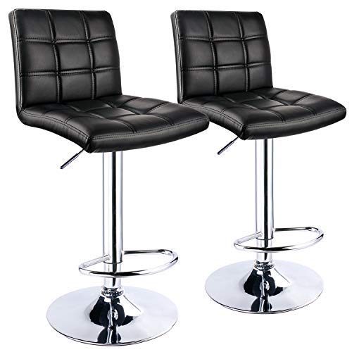 examen Leader Accessories Lot de 2 Tabourets de Bar,Double Couture à l'aiguille,Tabouret pivotant Réglable et Adjustable pour Bar, Comptoir ou Cuisine Noir (Noir)