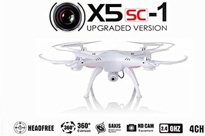 YSILE Syma X5SC Upgraded New Version Syma X5SC-1 Falcon Drone HD 2.0MP Camera 4 Channel 2.4G Remote Control Quadcopter 6 Axis 3D Flip Fly UFO 360 Degree Eversion With 4GB SD Card (X5SC-1, White)
