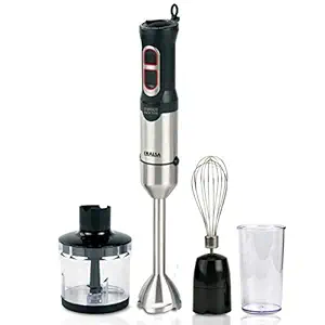 INALSA Robot Inox 1000, 1000 Watt Hand Blender with 600 ml Multipurpose Jar, Variable Speed, LED Light, 2 Year Warranty (Silver/Black)